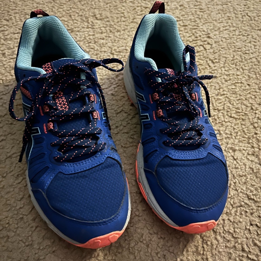 Asics Dynamic Blue and Coral Athletic Shoes